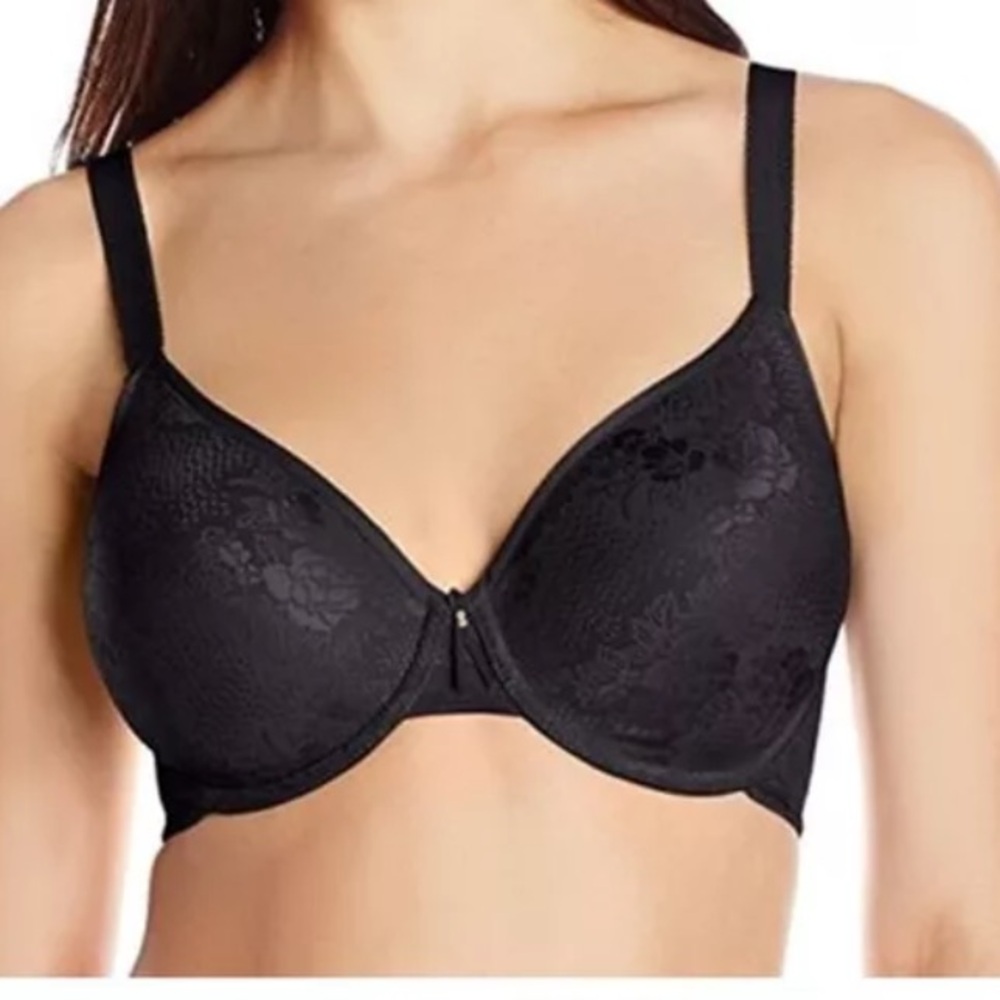Wacoal Clear Classic Bra Black Convertible Floral Padded Size 36DDD